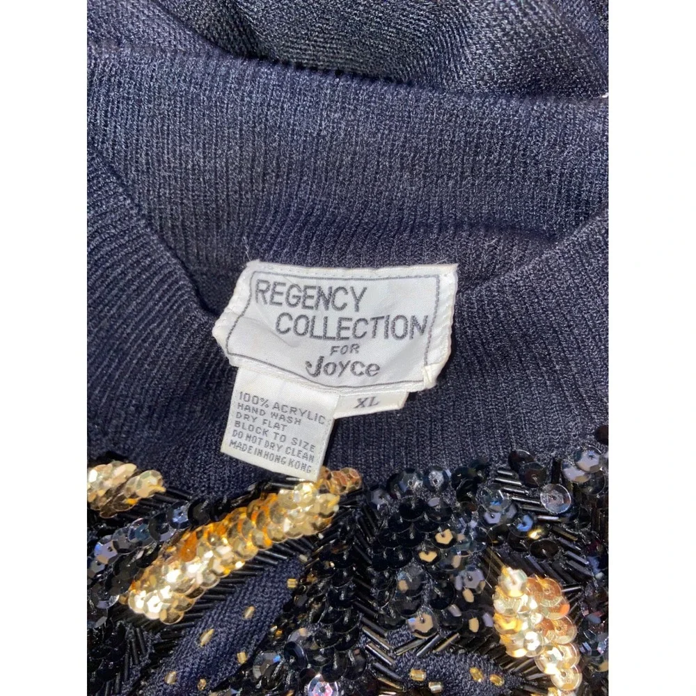 Vintage 1980s Regency Collection for Joyce Sequin Beaded Sweater XL Mock Neck